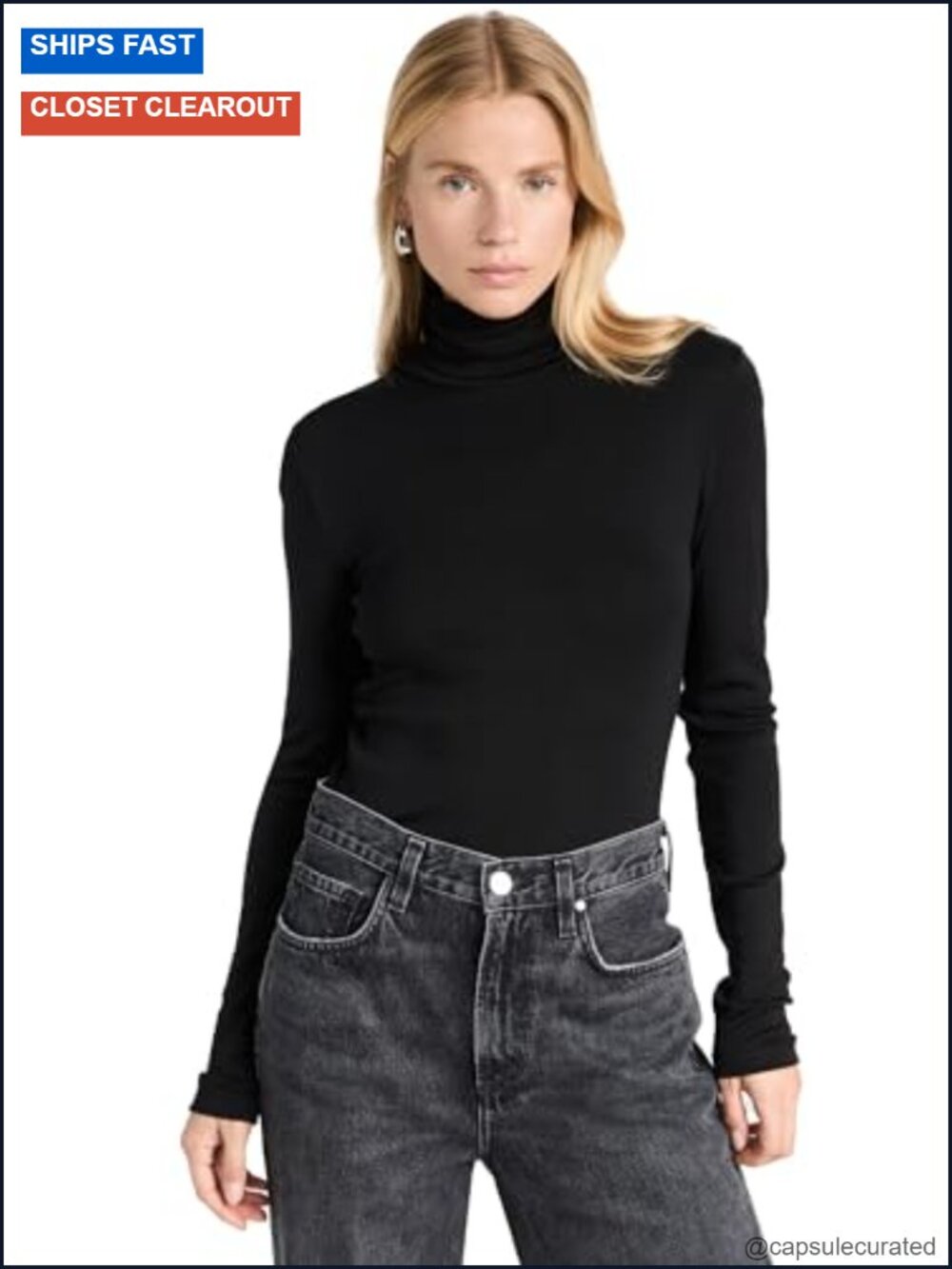 Splendid Women's 1x1 Rib Classic Long Sleeve Turtleneck Top